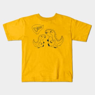 line art illustration of a dinosaurs Kids T-Shirt